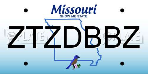 ZTZDBBZ Missouri License Plate