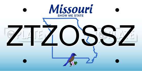 ZTZOSSZ Missouri License Plate