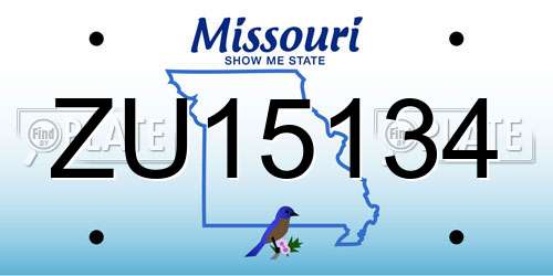 ZU15134 Missouri License Plate