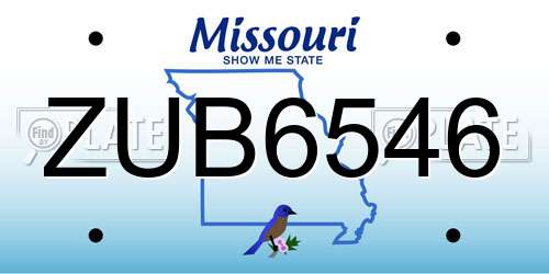 ZUB6546 Missouri License Plate