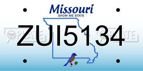 ZUI5134 Missouri License Plate