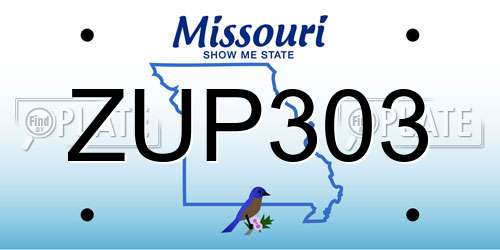 ZUP303 Missouri License Plate