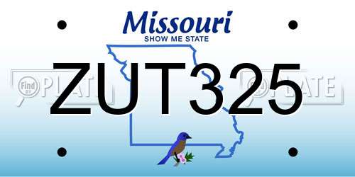 ZUT325 Missouri License Plate