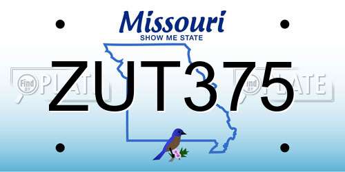 ZUT375 Missouri License Plate