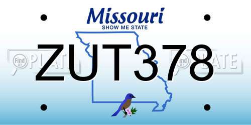 ZUT378 Missouri License Plate