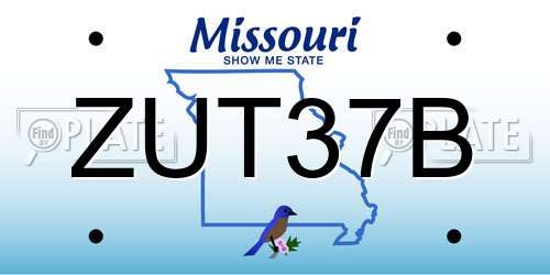 ZUT37B Missouri License Plate