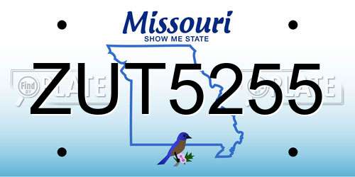 ZUT5255 Missouri License Plate