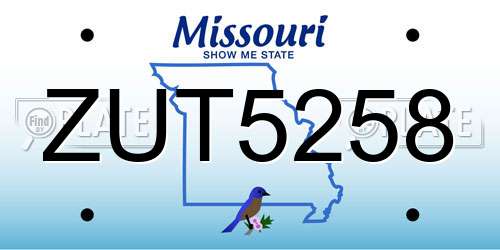 ZUT5258 Missouri License Plate