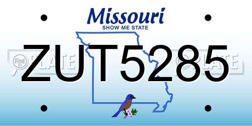 ZUT5285 Missouri License Plate