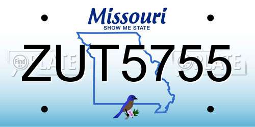 ZUT5755 Missouri License Plate