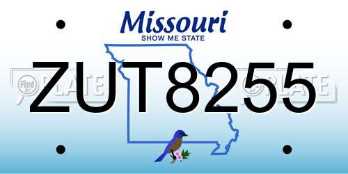 ZUT8255 Missouri License Plate