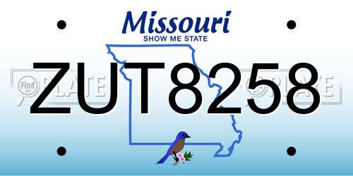 ZUT8258 Missouri License Plate