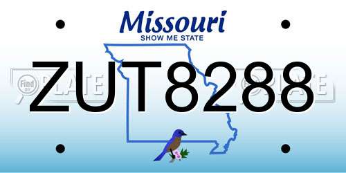 ZUT8288 Missouri License Plate