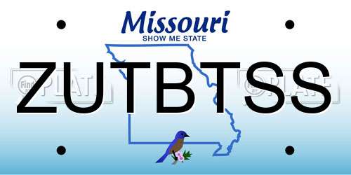 ZUTBTSS Missouri License Plate