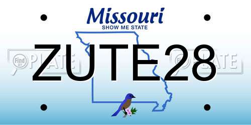 ZUTE28 Missouri License Plate