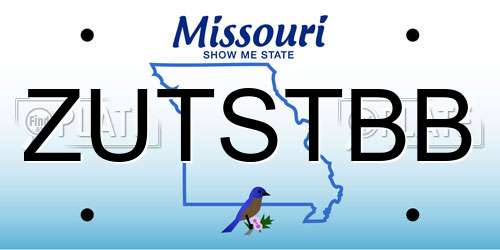 ZUTSTBB Missouri License Plate