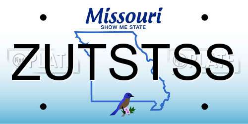 ZUTSTSS Missouri License Plate