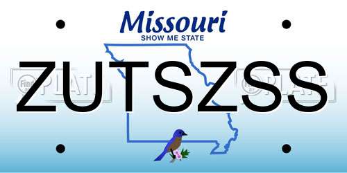 ZUTSZSS Missouri License Plate