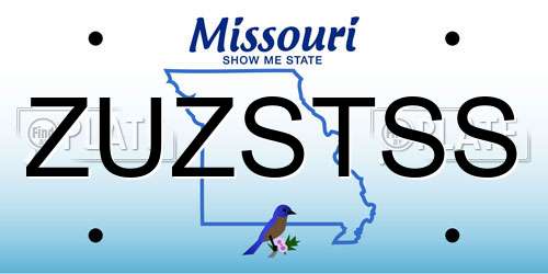 ZUZSTSS Missouri License Plate