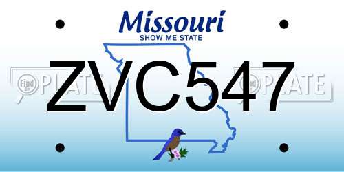 ZVC547 Missouri License Plate
