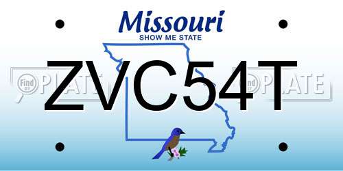 ZVC54T Missouri License Plate