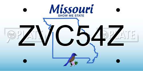 ZVC54Z Missouri License Plate