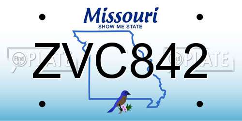 ZVC842 Missouri License Plate