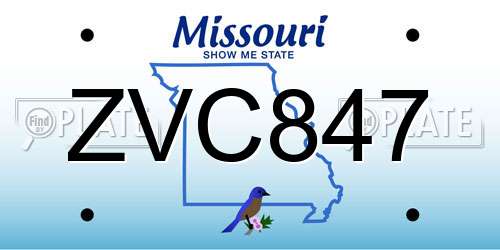 ZVC847 Missouri License Plate