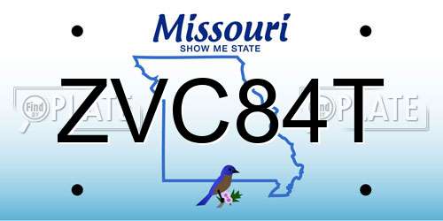 ZVC84T Missouri License Plate