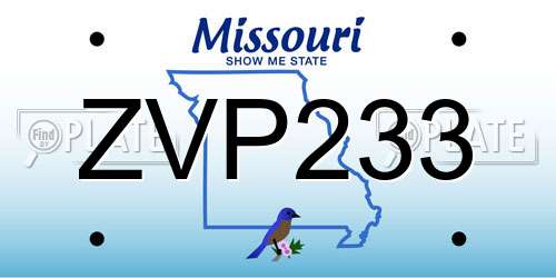ZVP233 Missouri License Plate