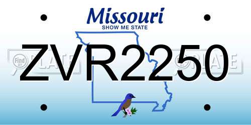 ZVR2250 Missouri License Plate