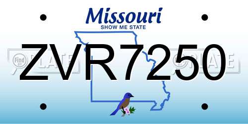 ZVR7250 Missouri License Plate