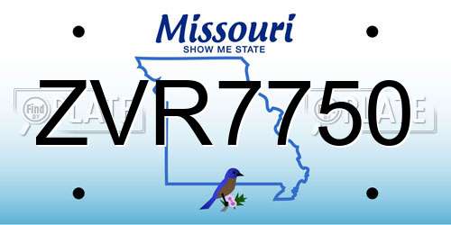ZVR7750 Missouri License Plate