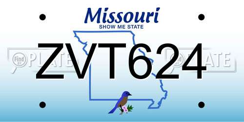 ZVT624 Missouri License Plate