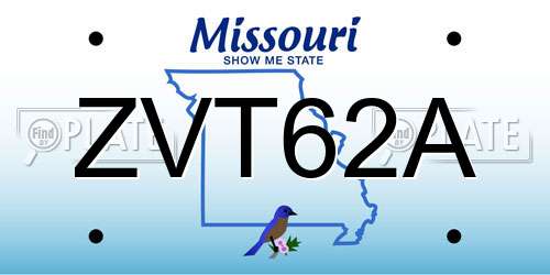 ZVT62A Missouri License Plate