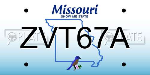 ZVT67A Missouri License Plate