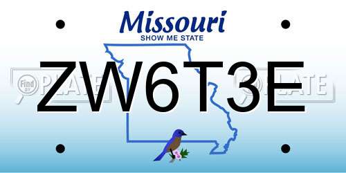 ZW6T3E Missouri License Plate