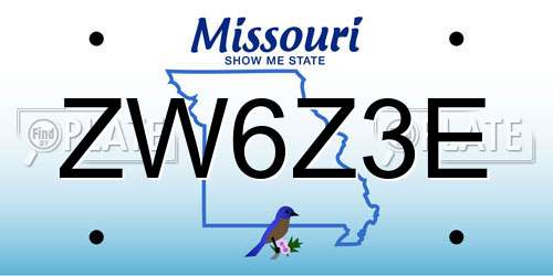 ZW6Z3E Missouri License Plate