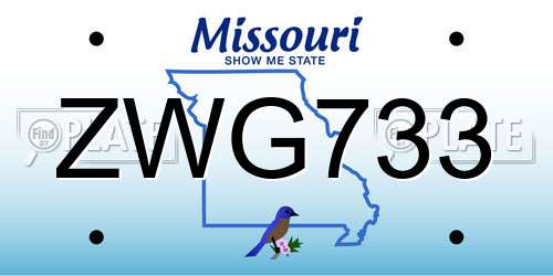 ZWG733 Missouri License Plate
