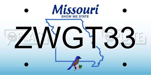 ZWGT33 Missouri License Plate