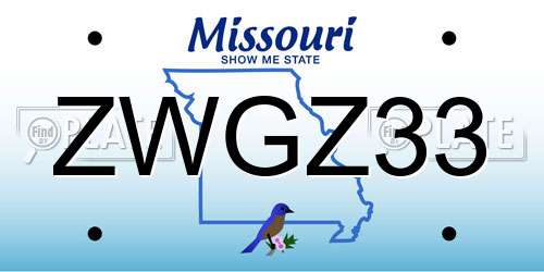 ZWGZ33 Missouri License Plate