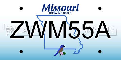 ZWM55A Missouri License Plate