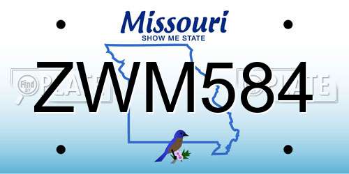 ZWM584 Missouri License Plate