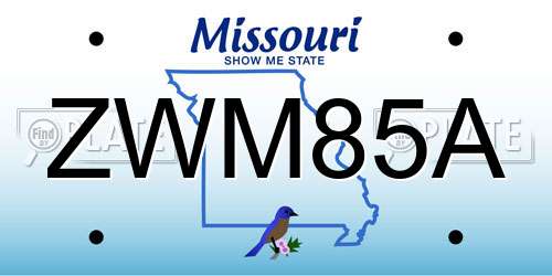 ZWM85A Missouri License Plate