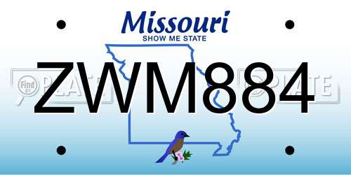 ZWM884 Missouri License Plate
