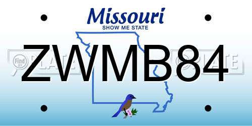 ZWMB84 Missouri License Plate