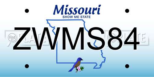 ZWMS84 Missouri License Plate