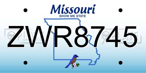 ZWR8745 Missouri License Plate