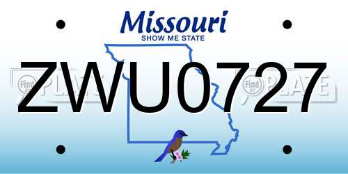 ZWU0727 Missouri License Plate