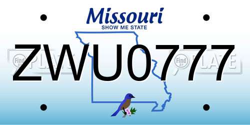 ZWU0777 Missouri License Plate